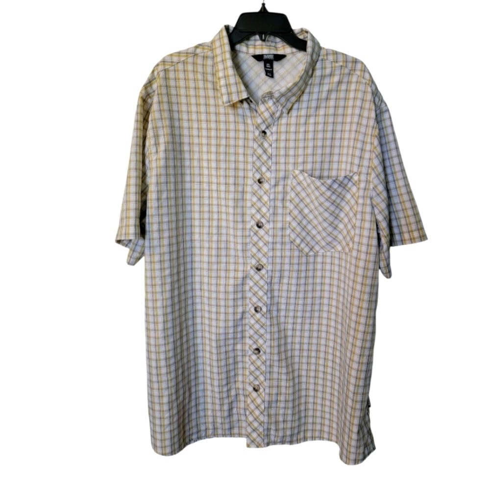 Alaskan Hardgear Button-Down Vented SS Gray Plaid Shirt, Size‎ 2XL Tall